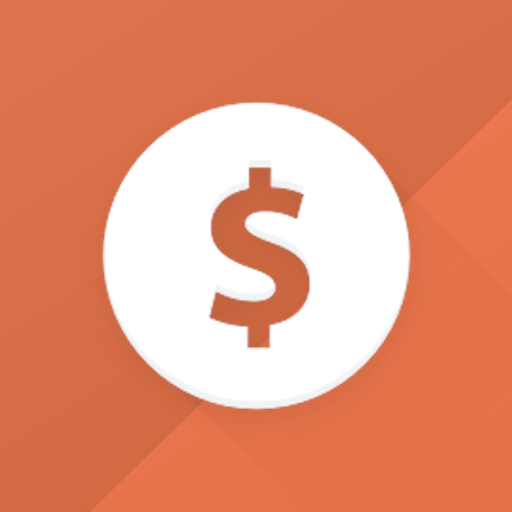 A stylized dollar sign on a circular background with an orange geometric design.